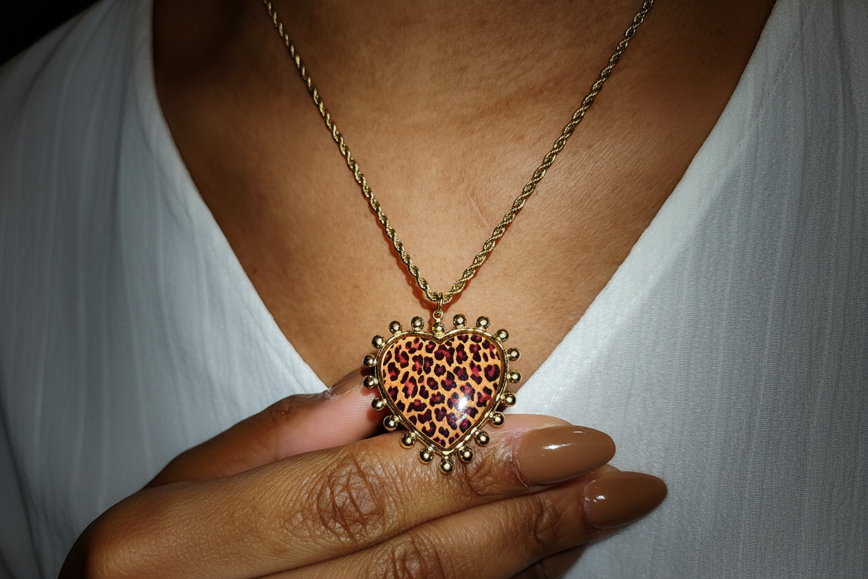 Collier pendentif léopard qualité studio